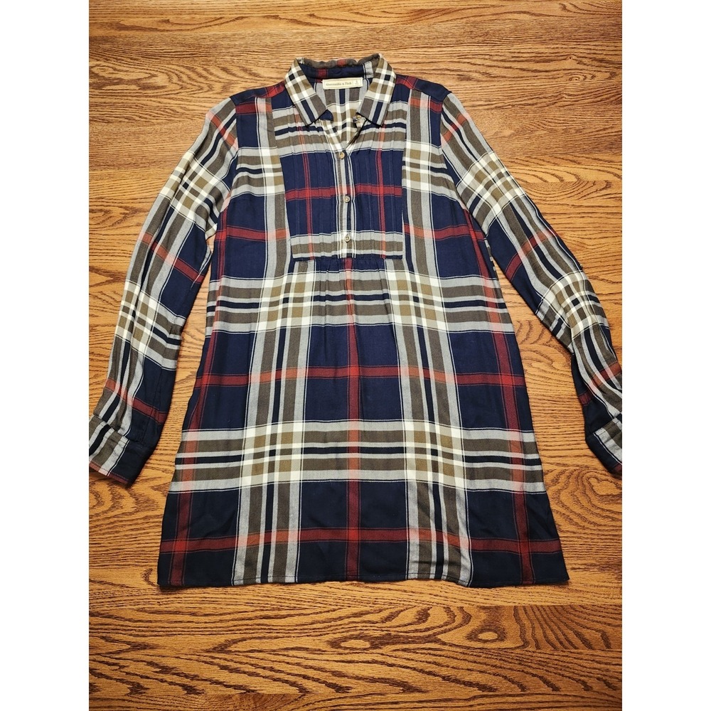 Abercrombie and Fitch Flannel Plaid Shirt Dress Womens Size Small Lightweight